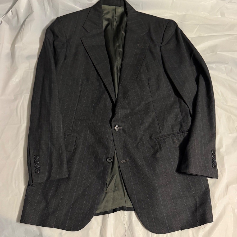 Polo Ralph Lauren VTG Mens Pinstripe Blazer Jacket 42R Charcoal Gray Wool USA